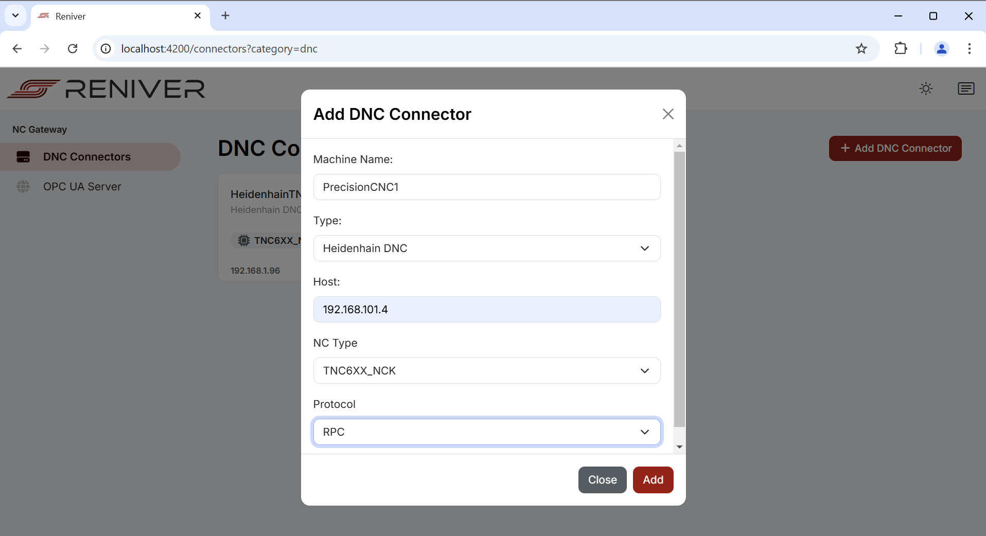 Reniver DNC Gateway UI